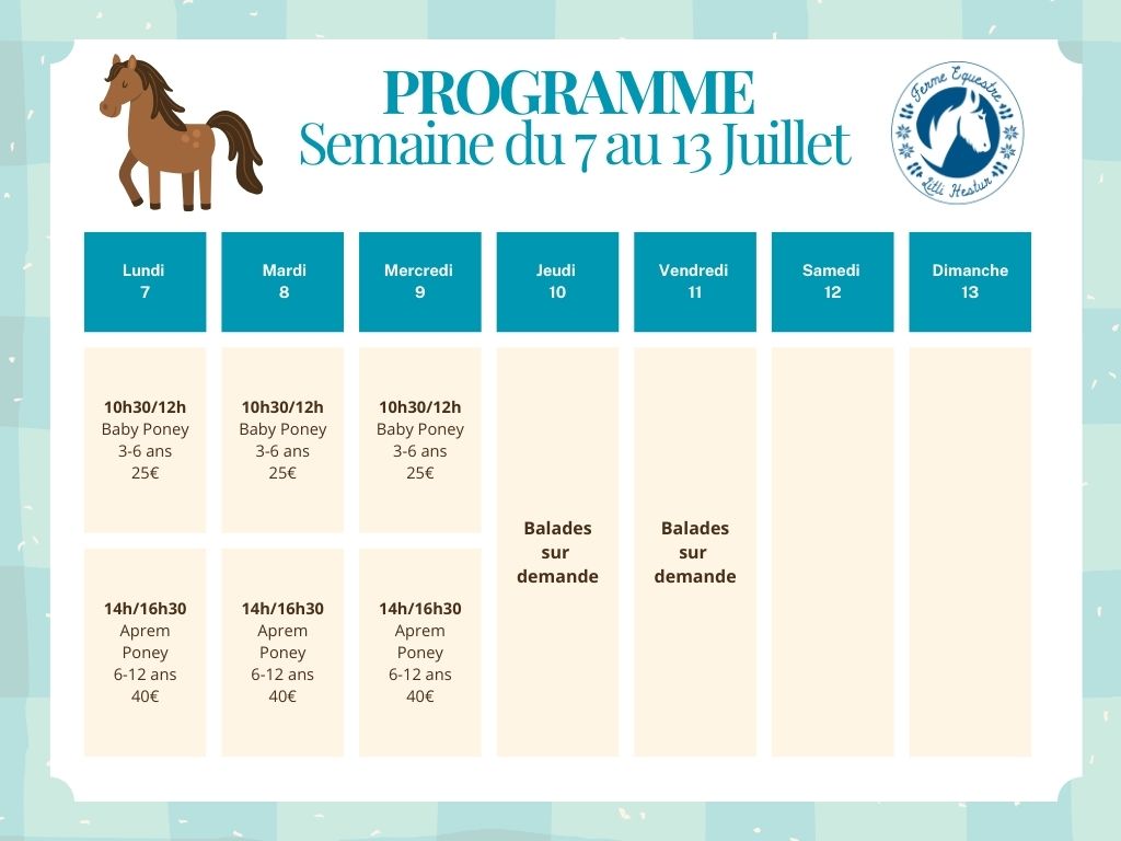 programme du 7 au 13 juillet 2025