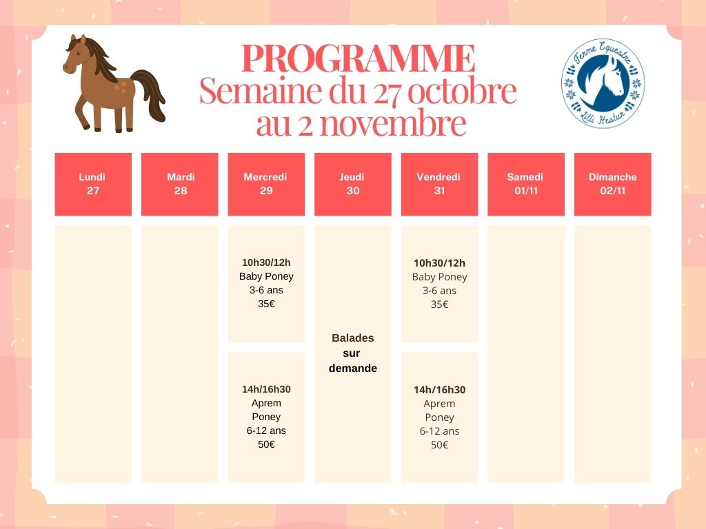 programme semaine du 27 au 2 novembre