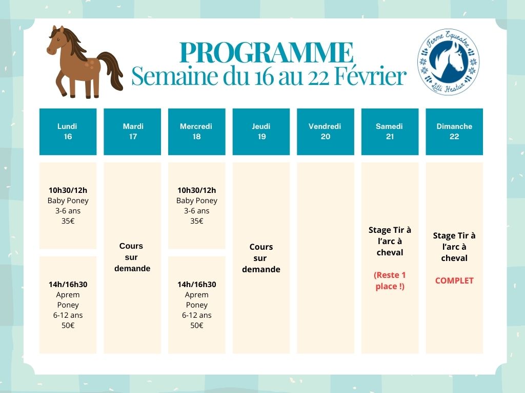 programme du 16 au 22 février 2026