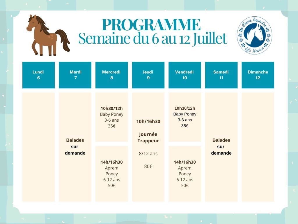 programme semaine du 6 au 12 juillet