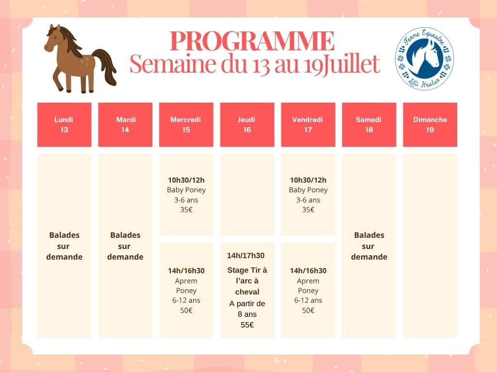 programme semaine du 13 au 19 juillet