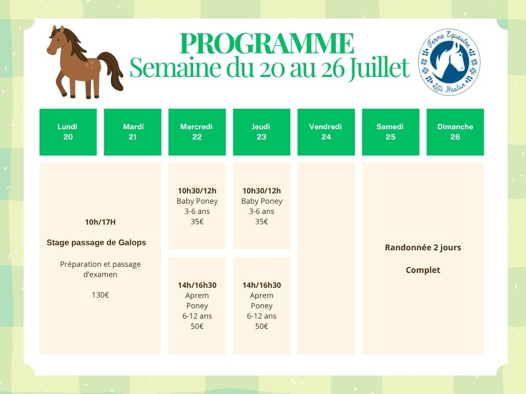 programme semaine du 20 au 26 juillet