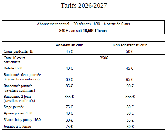 tableau tarifs année 2026 2027